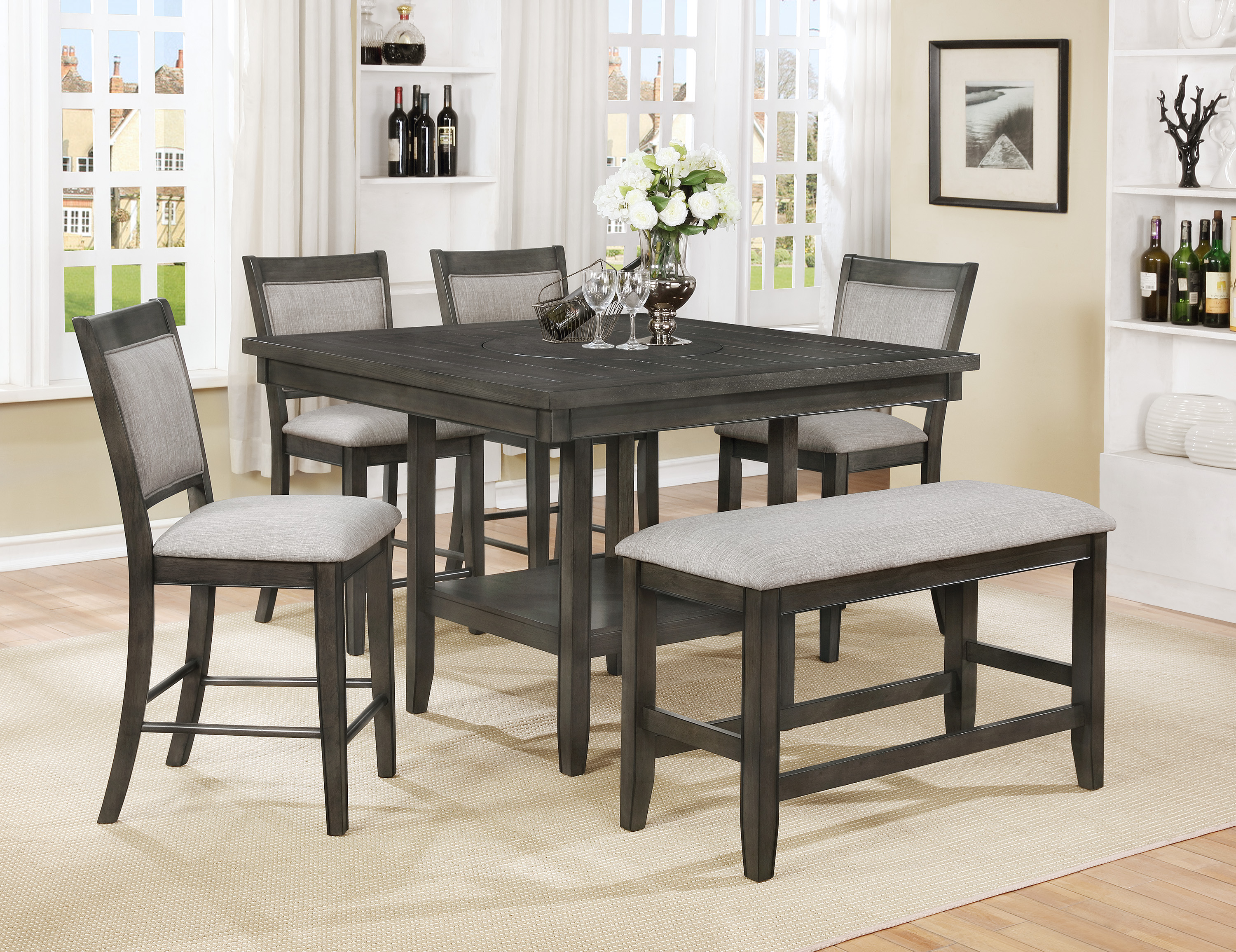 2727 FULTON COUNTER HT. GREY 6PC SET WITH BENCH
