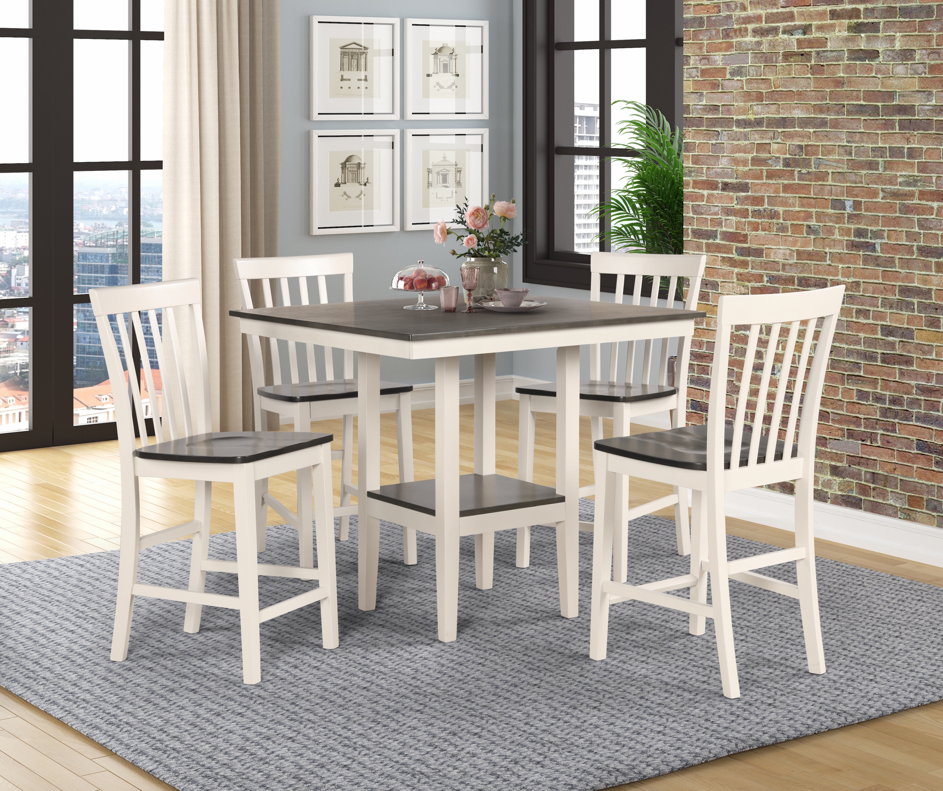 2682 BRODY 5-PK COUNT HT TABLE SET WHITE-GREY