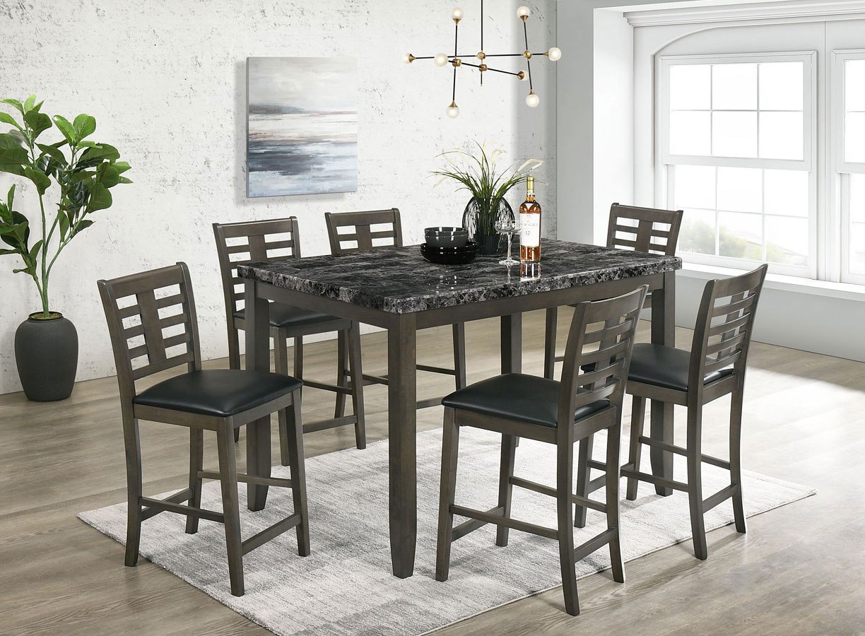 Nash Grey Top 7-Piece Counter Height Dining Room Set