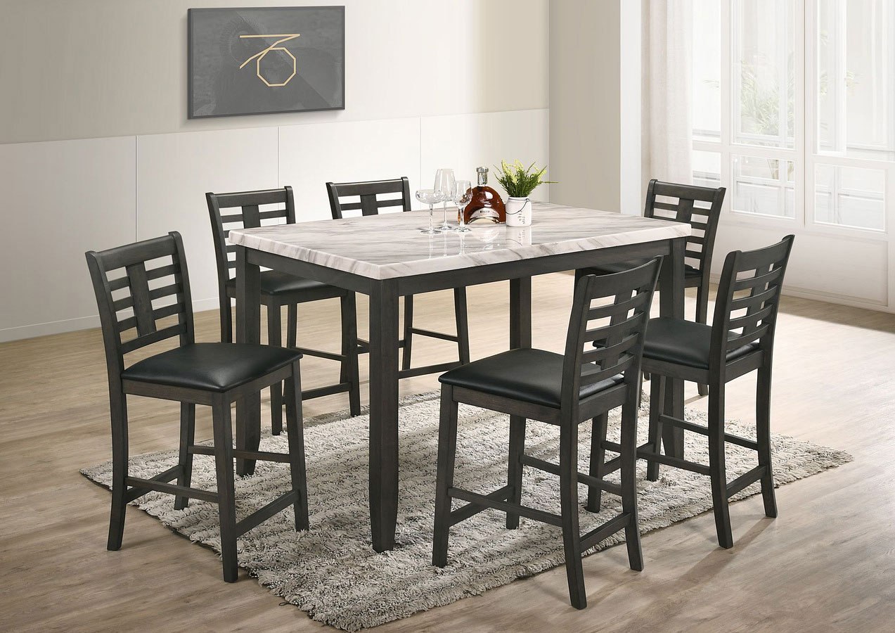 Nash White Top 7-Piece Counter Height Dining Room Set